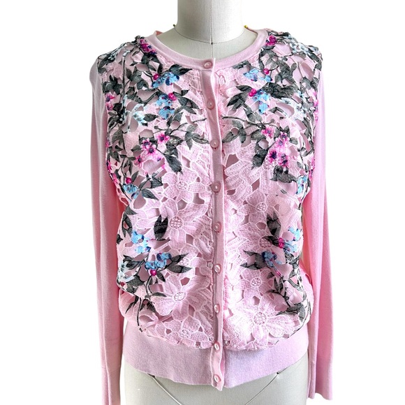 Charter Club Pink Rayon Embroidered Button Down cardigan Sweater size  Small - Picture 1 of 11
